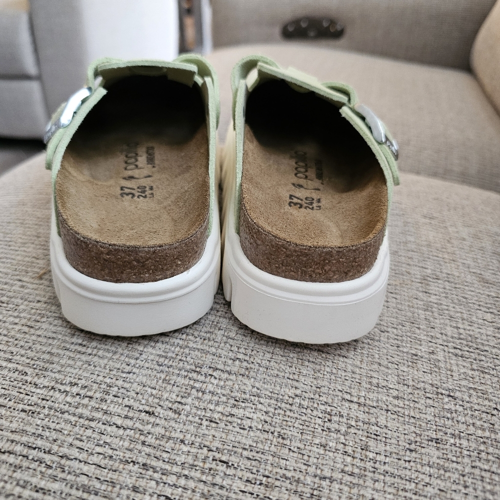 Birkenstock Boston Chunky Suede Leather - Faded Lime - Picture 5 of 7